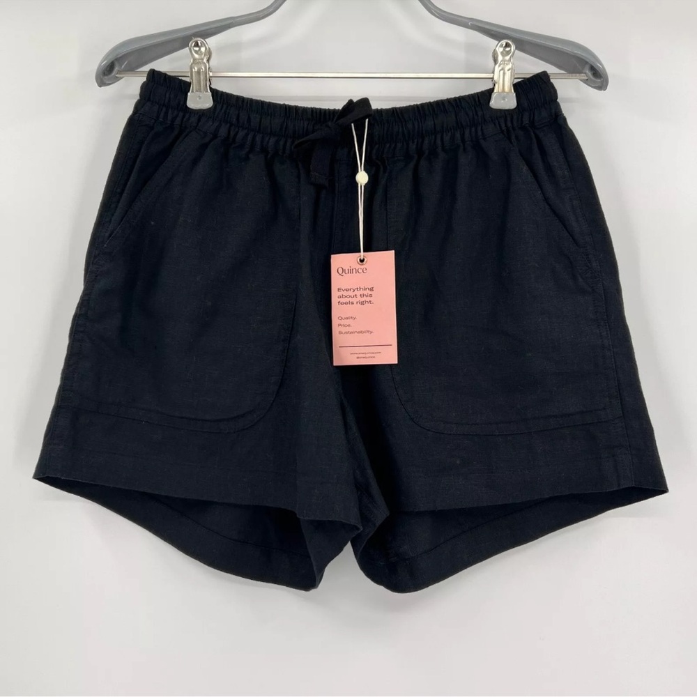NWT Quince Black European Linen Shorts XS